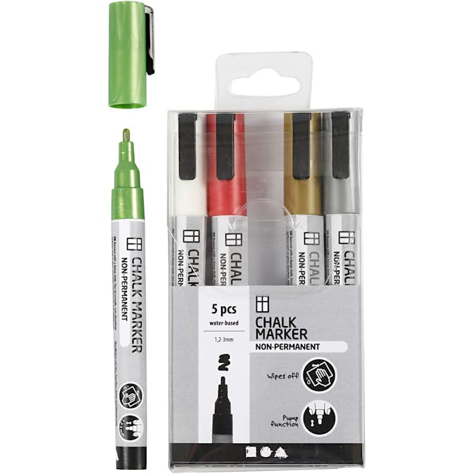 Kritt Tusj Creativ Company Chalk Markers Strek 1,2-3 mm 5 stk/1 Pk