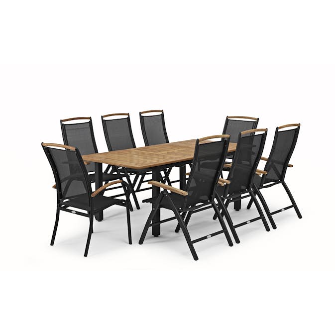 Spisegruppe Hillerstorp Nydala 96x150-200 cm med 6stk Posisjonsstoler og 2stk Stablestoler