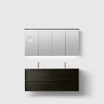 Tvättställsskåp Haven H2/140 med Dubbelt Porslinshandfat