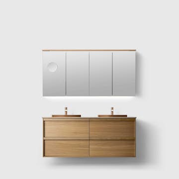 Tvättställsskåp Haven H2/140 med Vit Bänkskiva och Handfat