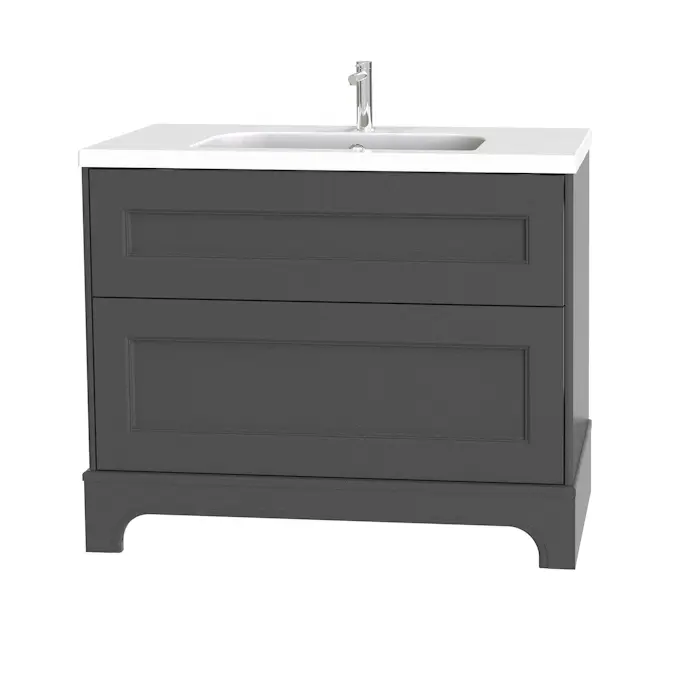 Tvättställsskåp Miller Badrum Kensington 100 med Lådor och Sockel för Heltäckande Tvättställ