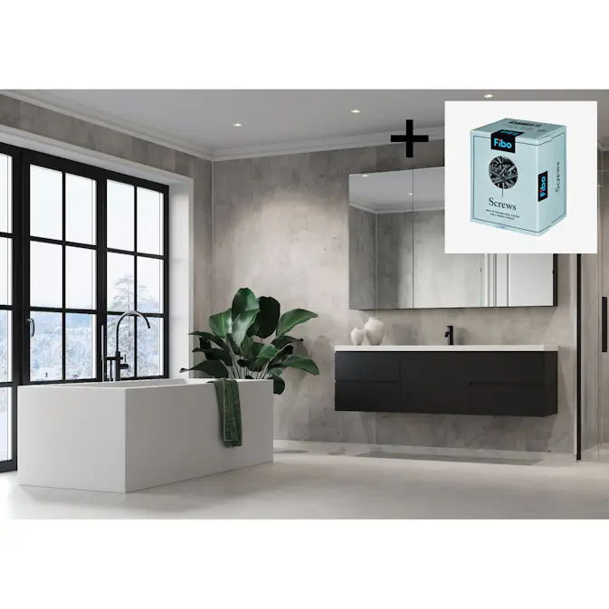 Baderomspanel Fibo 8053 M6030 Lentini Grey med Monteringsskruer