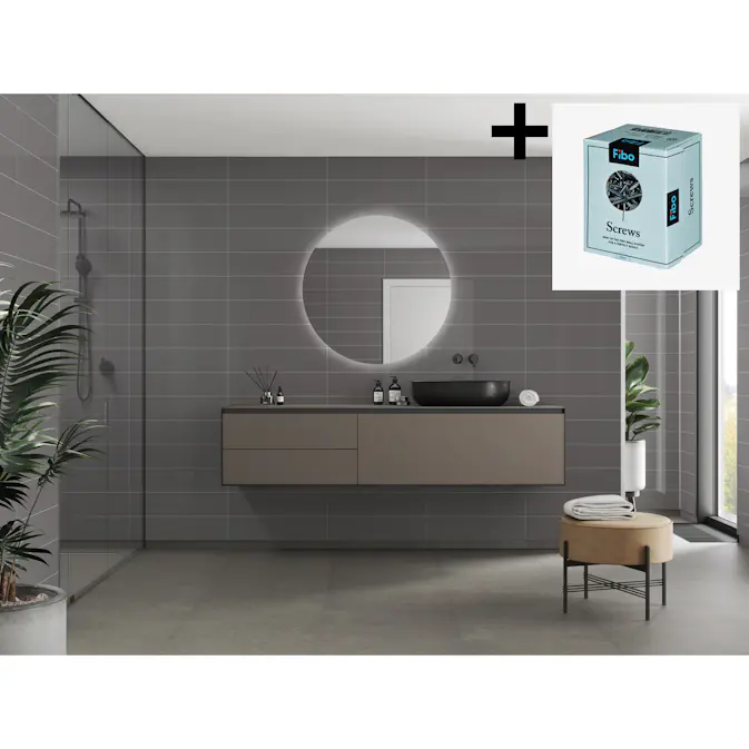 Baderomspanel Fibo 4054 M6015 Antracite med Monteringsskruer