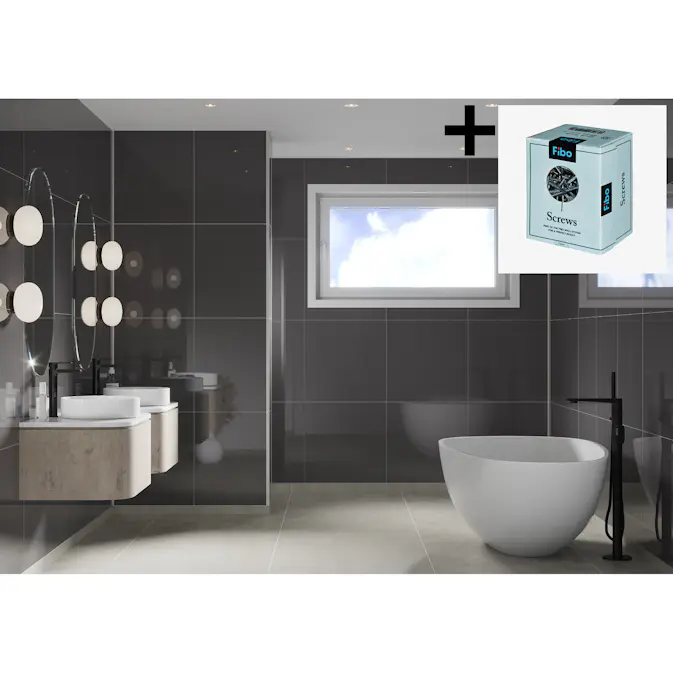 Baderomspanel Fibo 4054 M6060 Antracite med Monteringsskruer