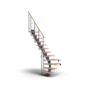 Plassbesparende Trapp Dolle Frankfurt Eik Hvitoljet 1/4-Sving Style6