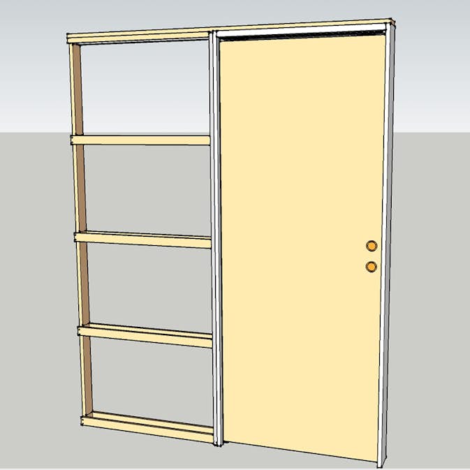 Skyvedørskarm Pocket Ubehandlet Furu Dørbladmål 62,6x204 cm, Veggtykkelse: 123 mm, Enkelgips, Ubeh.furu Outlet