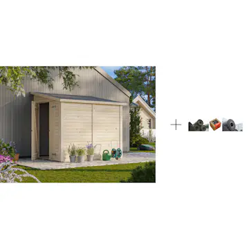 Redskapsbod Palmako Mia 3,6 m2 med Papp, Spiker og SBS Takbelegg