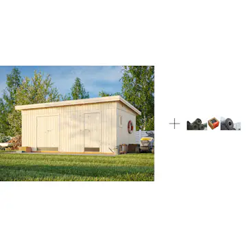 Redskapsbod Palmako Kalle 16,9 m2 med Papp, Spiker og SBS Takbelegg