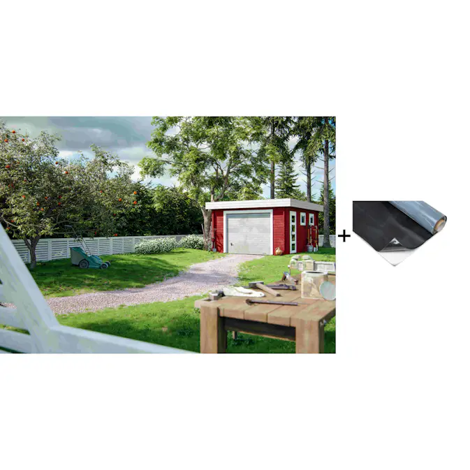 Garasje Palmako Rasmus 19 m2 med Leddport med EPDM Takfolie