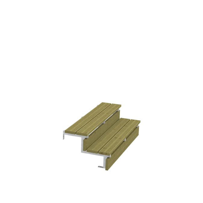 Terrassetrapp PLUS Stål/Tre Trinndybde 25 cm B120