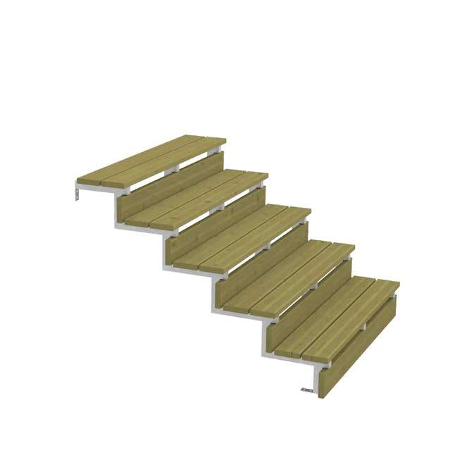 Terrassetrapp PLUS Stål/Tre Trinndybde 25 cm B120
