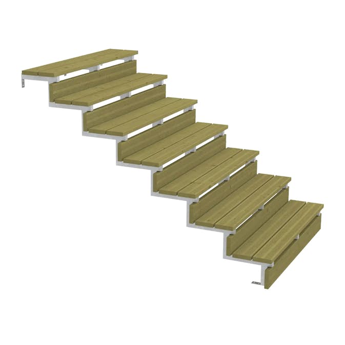 Terrassetrapp PLUS Stål/Tre Trinndybde 25 cm B120