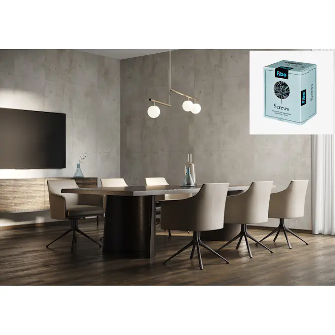 Baderomspanel Fibo 2204-LM6060 Cracked Cement med Monteringsskruer