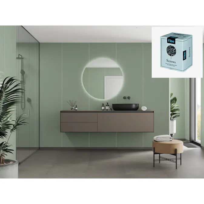 Baderomspanel Fibo 5206-M10 EM Olivegreen med Monteringsskruer