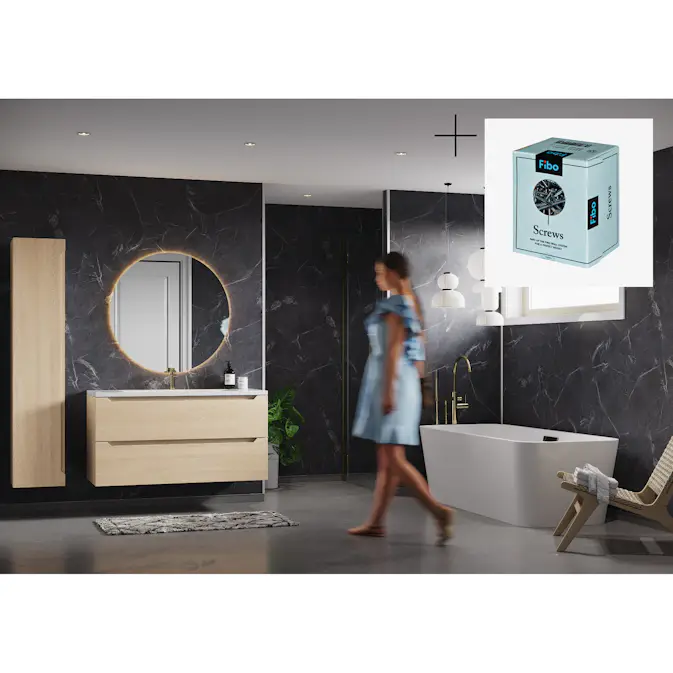 Baderomspanel Fibo Black Marble 2272-M00 S med Monteringsskruer