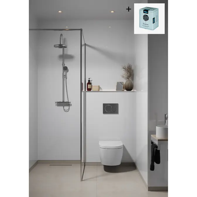 Baderomspanel Fibo 110 White High Gloss med Monteringsskruer