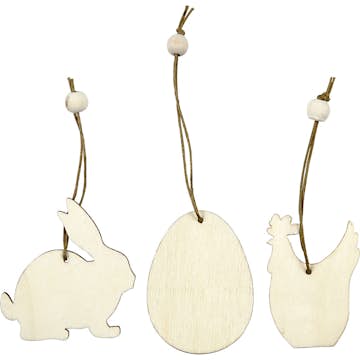 Treoppheng Creativ Company Hare Egg Høne Str 6 cm Tykkelse 3 mm 9 St/1 Pk