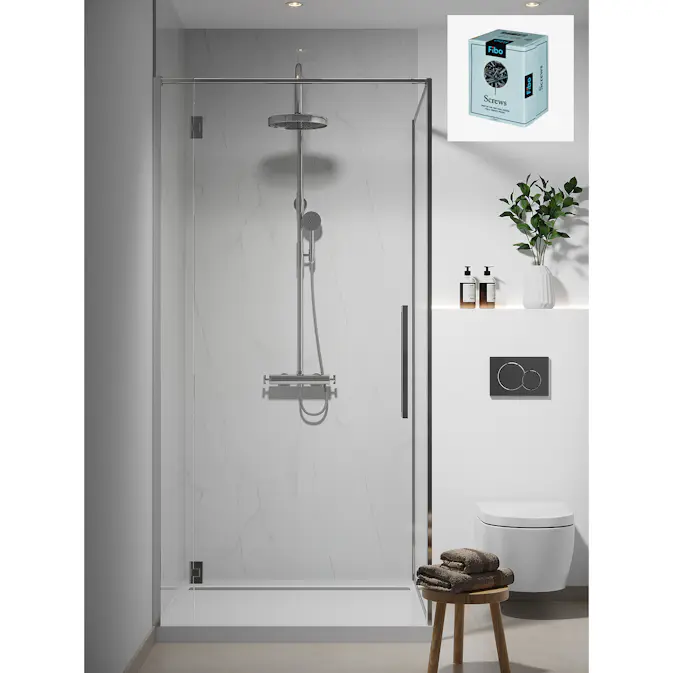 Baderomspanel Fibo 3487-M00HG Bright Marble med Monteringsskruer