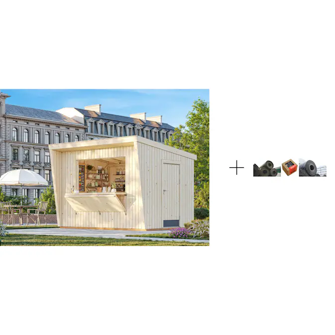 Kiosk Palmako Kira 7,7 m2 med Papp, Spiker og SBS Takbelegg