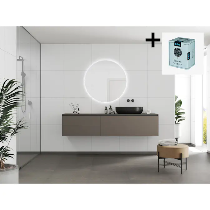 Baderomspanel Fibo 2099-M6060 White Contrast med Monteringsskruer