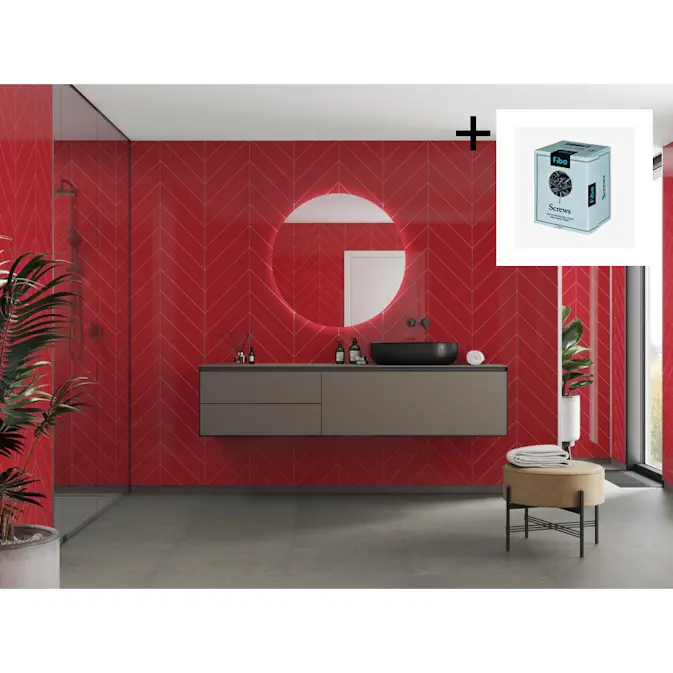 Baderomspanel Fibo 2101-M78 Red med Monteringsskruer