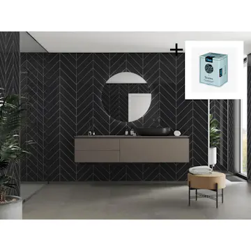 Baderomspanel Fibo 2124-M78 Black Gloss med Monteringsskruer