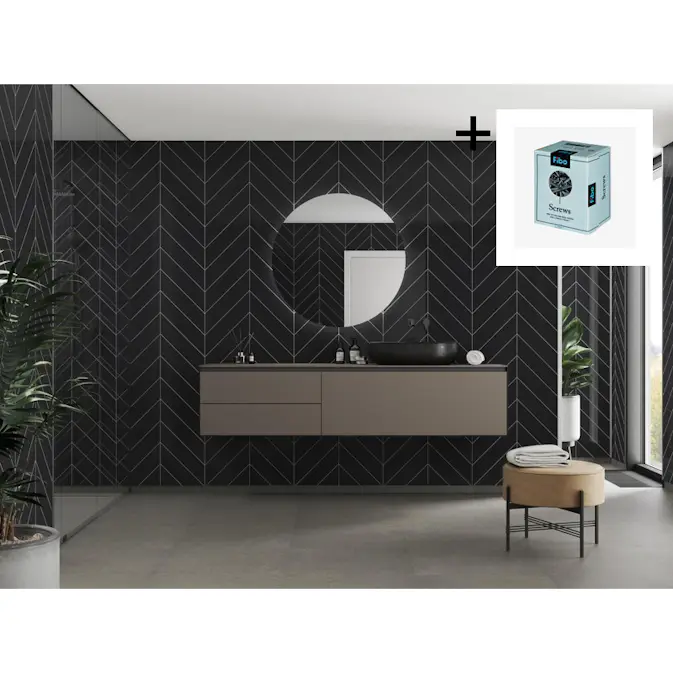 Baderomspanel Fibo 2124-M78 Black Gloss med Monteringsskruer