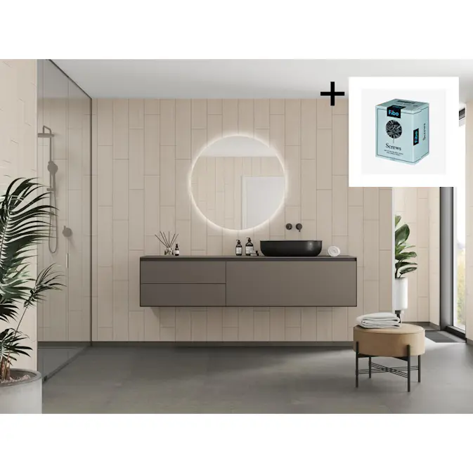 Baderomspanel Fibo 2159-M76 Light Wood med Monteringsskruer