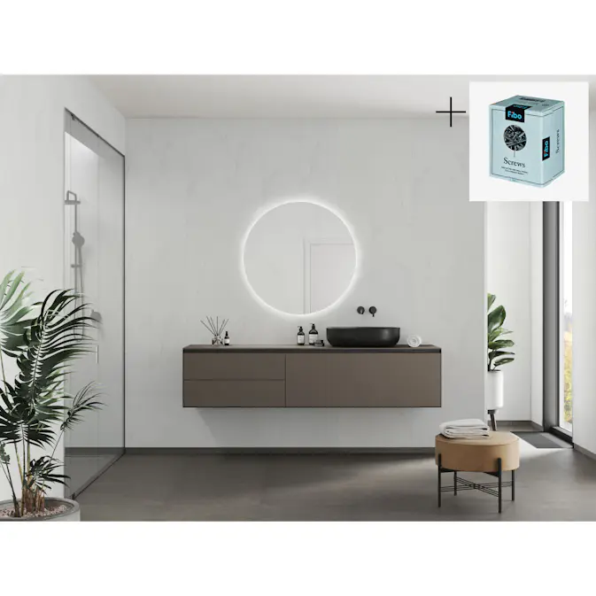 Baderomspanel Fibo 2487-M10 Bianco Marble med Monteringsskruer