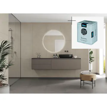 Baderomspanel Fibo 2490-M6080 Rough Cement med Monteringsskruer