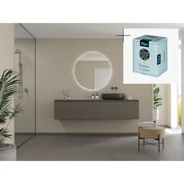 Baderomspanel Fibo 2490-M71 Rough Cement med Monteringsskruer