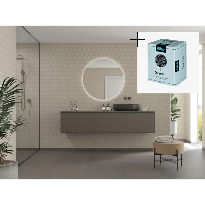 Baderomspanel Fibo 2490-M71 Rough Cement med Monteringsskruer