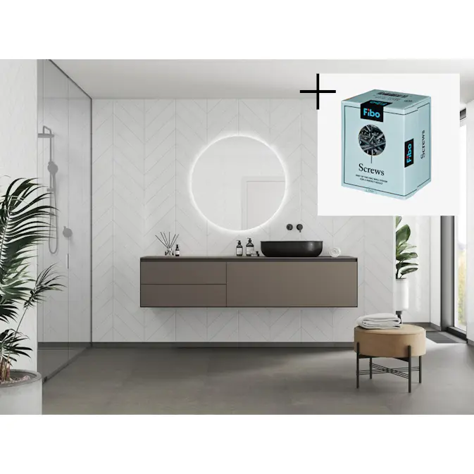 Baderomspanel Fibo 3091-M78 Denver White med Monteringsskruer
