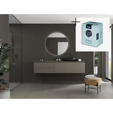 Baderomspanel Fibo 4003-M10 Grey Terrazzo med Monteringsskruer