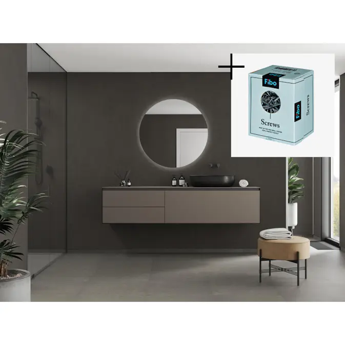 Baderomspanel Fibo 4003-M10 Grey Terrazzo med Monteringsskruer