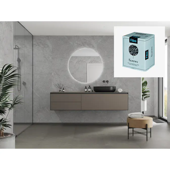 Baderomspanel Fibo 8304-M00 Polished Stone med Monteringsskruer