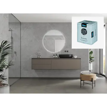 Baderomspanel Fibo 8304-M6060 Polished Stone med Monteringsskruer
