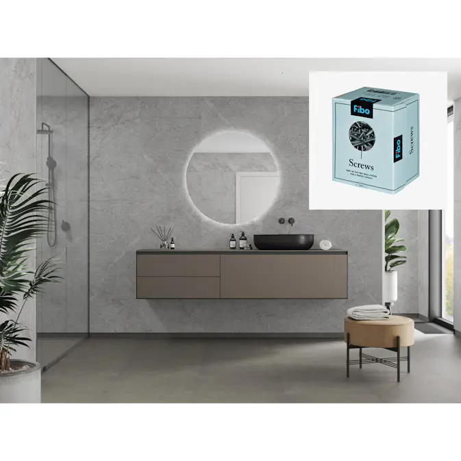 Baderomspanel Fibo 8304-M6060 Polished Stone med Monteringsskruer