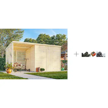 Redskapsbod Palmako Leif 4,5 + 2,9 m2 med Papp, Spiker og SBS Takbelegg