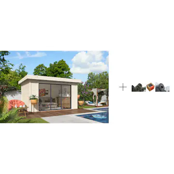 Hagestue Palmako Lydia 10,8 m2 Slide med Papp, Spiker og SBS Takbelegg