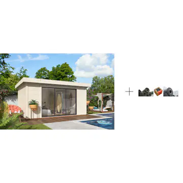 Hagestue Palmako Lydia 14,4 m2 Slide med Papp, Spiker og SBS Takbelegg