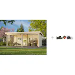 Hagestue Palmako Lenna 16,6 m2 Set 402 Slide med Papp, Spiker og SBS Takbelegg