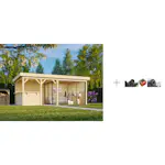 Hagestue Palmako Lenna 16,6 m2 Set 407 Slide med Papp, Spiker og SBS Takbelegg