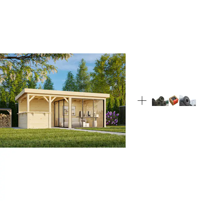 Hagestue Palmako Lenna 16,6 m2 Set 407 Slide med Papp, Spiker og SBS Takbelegg