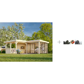 Hagestue Palmako Lenna 24,9 m2 Set 410 Slide med Papp, Spiker og SBS Takbelegg