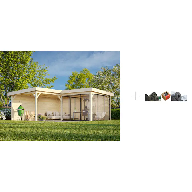 Hagestue Palmako Lenna 24,9 m2 Set 412 Slide med Papp, Spiker og SBS Takbelegg