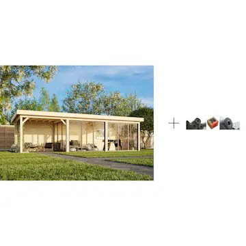 Hagestue Palmako Lenna 24,9 m2 Set 418 Slide med Papp, Spiker og SBS Takbelegg