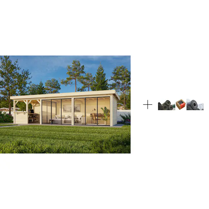 Hagestue Palmako Lenna 24,9 m2 Set 419 Slide med Papp, Spiker og SBS Takbelegg