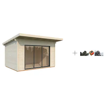 Hagestue Palmako Grace 11,2 m2 Slide Plus med Papp, Spiker og SBS Takbelegg