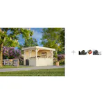 Paviljong Palmako Lenna 8,3 m2 Set 303 med Papp, Spiker og SBS Takbelegg